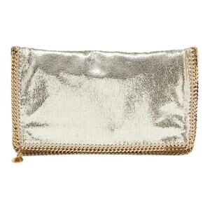 Stella McCartney Falabella Vegan Faux Leather Fold-Over Clutch Gold Vegan Gift